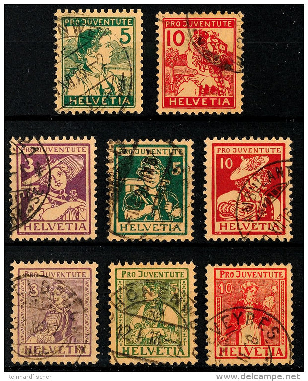 Pro Juventute 1915, 1916 Und 1917, Drei Kpl. Sauber Gestempelte, Tadellos Satzausgaben, Mi. 370.-, Katalog: 128/35... - Other & Unclassified