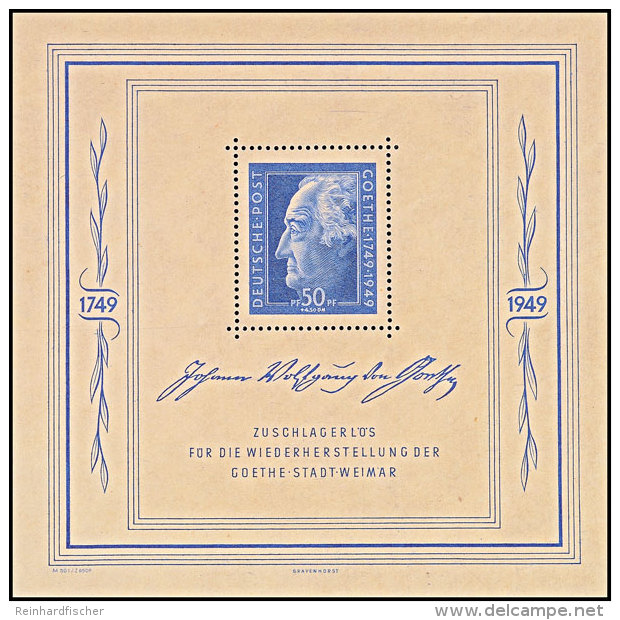Blockausgabe "Goethe",  Tadellos Postfrisch, Mi. 220.-, Katalog: Bl. 6 **Souvenir Sheet "Goethe", In Perfect... - Other & Unclassified