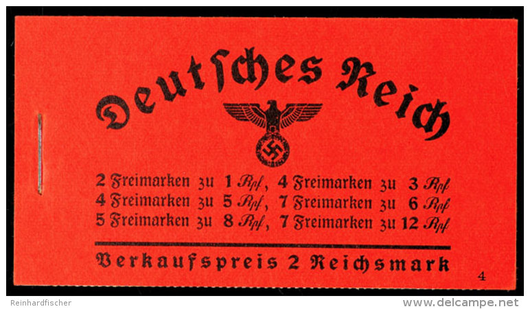 Hindenburg-Markenheftchen 1937, ONr. 4, Originalgeklammert, Vollst&auml;ndiger Inhalt, Jedoch Erstes H-Blatt Am... - Booklets