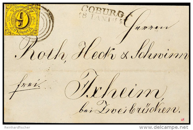 "270" (Vierring) Nebst L2 "COBURG 28 IAN. 1857" Auf Postvereinsbrief 9 Kr. (Taxisschnitt Mit Teil Der Nebenmarke... - Other & Unclassified
