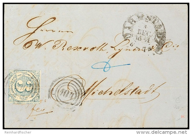 "104" Nebst Gro&szlig;em K2 "DARMSTADT 1 DEC. 1861" Auf Postbezirksbrief 3 Kr. Nach Michelstadt (Ankstpl). Der... - Other & Unclassified