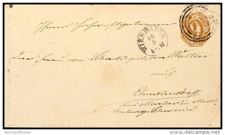 9 Kr. Braun, &Uuml;berdruck Lila, Format A, Als Postvereinsbrief Mit Vierringstempel "215" (kleine Ziffern) Nebst... - Other & Unclassified