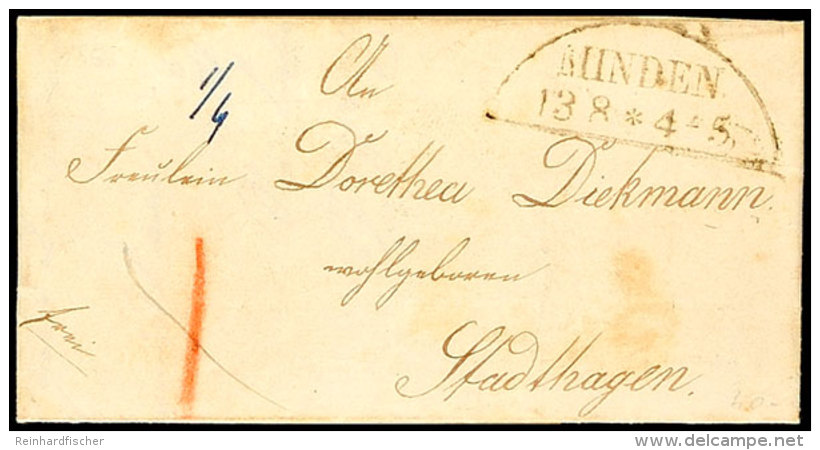 "MINDEN 13 8 (1858)", Seltener Halbkreisstempel, Gem&auml;&szlig; M&uuml;nzberg-Katalog Nur Von 1856 Bis 1858... - Other & Unclassified