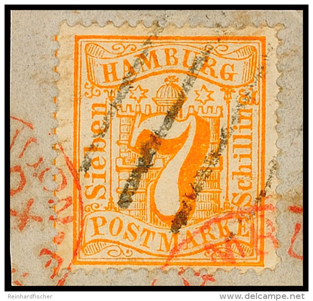 7 Sch. Orange, Farbfrisch Und Vollz&auml;hnig, Mit Balkenstempel Auf Kabinettbriefst&uuml;ck, &uuml;bergehend In... - Hamburg