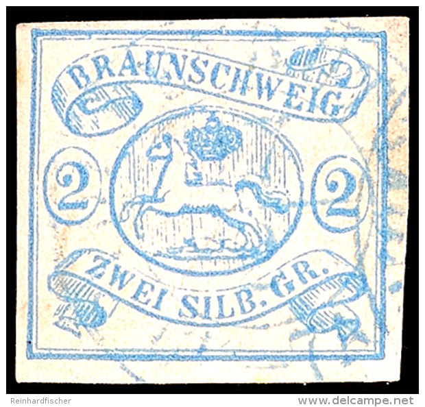 2 Sgr. Preu&szlig;ischblau, Farbfrisches, Allseits Breitrandiges Exemplar Mit Blauem K2 Von Wolfenb&uuml;ttel,... - Brunswick