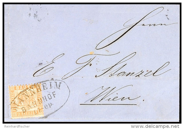 "MANNHEIM BAHNHOF 17 Sep. (1866)", Gro&szlig;er Ovalstempel, Klar Als Entwerter Auf Postvereinsauslandsbrief 9 Kr.... - Sonstige & Ohne Zuordnung