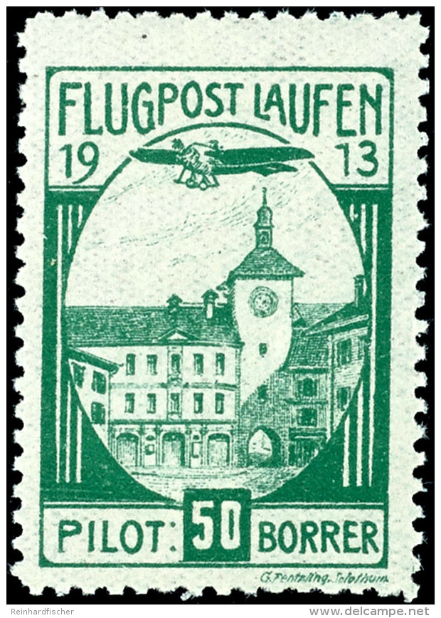 1913, Flugmarke Laufen, Tadellos Postfrisch, Mi F&uuml;r Ungebraucht 350.-, Katalog: VII **1913, Airmail Stamp... - Other & Unclassified
