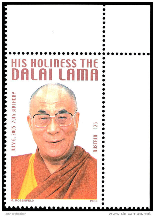 Nicht Zur Ausgabe Gelangt: 1,25 Euro 70. Geb. Des Dalai Lama 2005, Einwandfrei Postfrisches Oberes... - Other & Unclassified