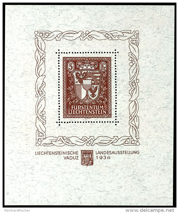 Blockausgabe "Liechtensteinische Landesausstellung Vaduz 1934", Originalformat, Tadellos Postfrisch, Unsigniert,... - Sonstige & Ohne Zuordnung