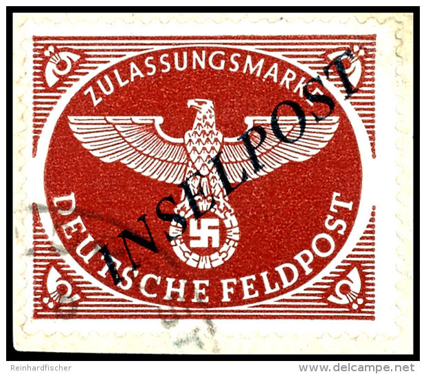 Agramer Aufdruck, Zulassungsmarke Gez&auml;hnt, Aufdruck Schwarzblau (Platte I/1), Gestempelt Mit Feldpoststempel... - Other & Unclassified