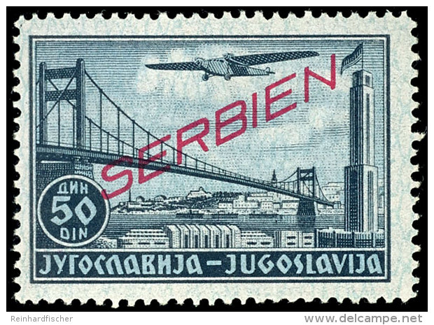 Flugpostmarke &uuml;ber 50 Din. In Postfrischer Erhaltung Mit Plattenfehler "2 Schraffurlinien Unter Dem Rechten... - Other & Unclassified