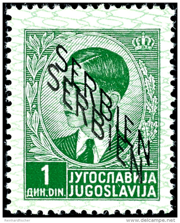 1 Din. In Postfrischer Erhaltung Mit Doppeltem Aufdruck SERBIEN Sowie Mit Netz&uuml;berdruck, Attest Kleymann... - Other & Unclassified