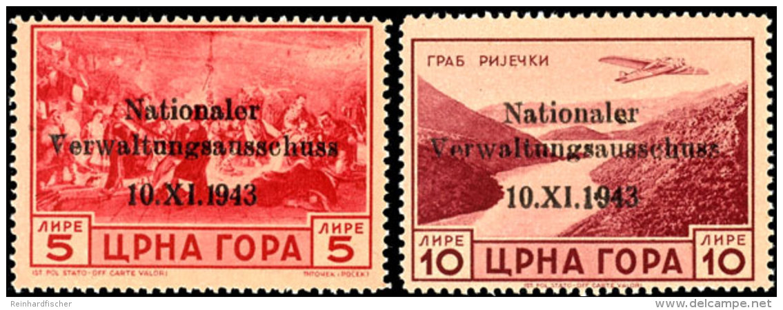 0,25 Lire Bis 10 Lire Verwaltungsausschuss, 5 Lire Von &Uuml;berdruckfeld 10 Und 10 Lire Von &Uuml;berdruckfeld 30,... - German Occ.: Montenegro