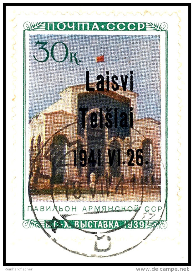 30 K Landwirtschaftl. Ausstellung (Armenische SSR) Mit Aufdruck "Laisvi / Telsai" In Ty. III Mit Aufdruckfehler XVI... - Sonstige & Ohne Zuordnung