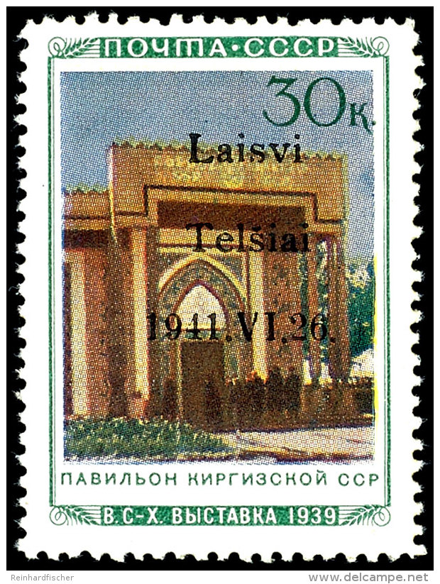 30 Kop. "Pavillon Kirgisische SSR" Mit Schwarzem, Dreizeiligem &Uuml;berdruck Der Zweiten Auflage In Type I "Laisvi... - Sonstige & Ohne Zuordnung