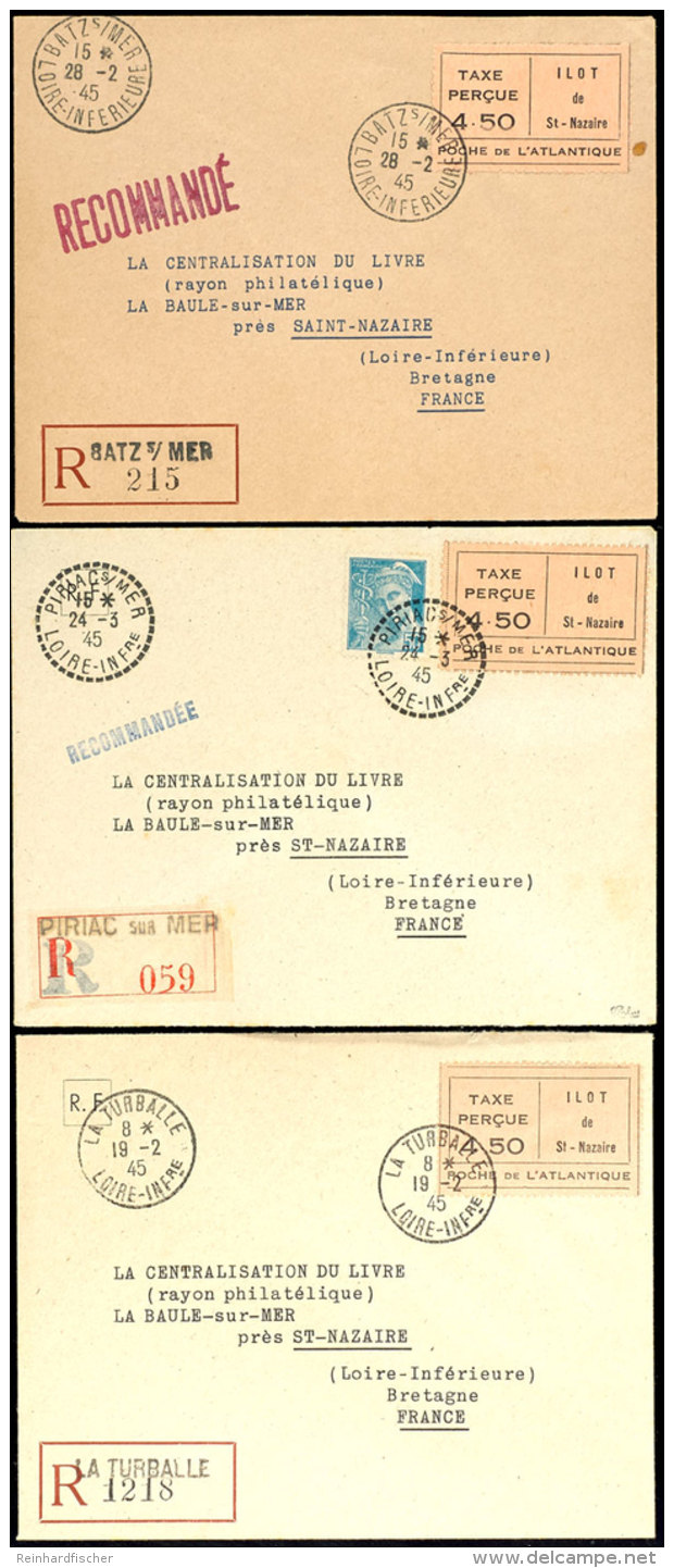 1944, 4,50 Fr. Geb&uuml;hrenzettel In Type I, II Und III, Je Als Frankatur Auf R-Brief, Tadellose Erhaltung, Mi.... - Sonstige & Ohne Zuordnung