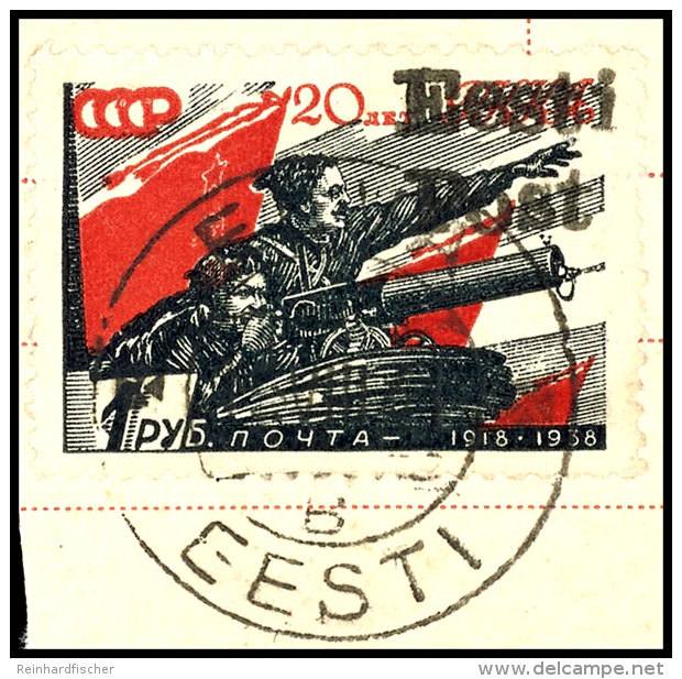 1 Rubel  Rote Armee Mit Handstempel-Aufdruck Sehr Sauber Auf Briefst&uuml;ck, Entwertet "ELVA EESTI B 15 VIII 41",... - Other & Unclassified