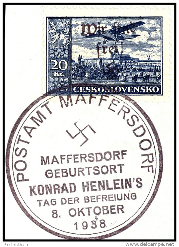 50 H. Bis 20 Kc. Flugpostmarken Mit Aufdruck "Wir Sind Frei! + Hakenkreuz", Tadellos Gestempelt "POSTAMT... - Other & Unclassified