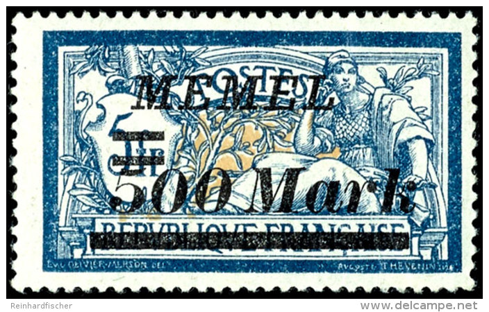 Nicht Ausgegeben: 500 Mark Auf 5 Franc, Ungebraucht - Bis Auf Einen Vertikalen Papierbug In Tadelloser Erhaltung,... - Memelgebiet 1923