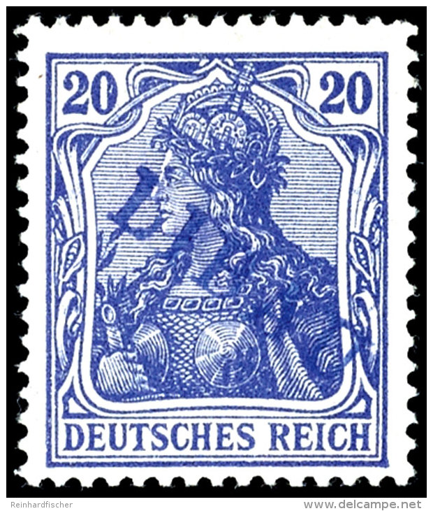 20 Pfg Germania Dunkelviolettblau Mit Violettblauem Aufdruck "LIBAU" In Type II, Ungebraucht Und Bis Auf Einen... - Sonstige & Ohne Zuordnung