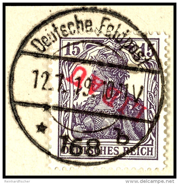 15 Pfg Germania Schwarzviolett Mit Rotem Aufdruck "LIBAU" In Type II, Abart "kopfstehender Aufdruck", Tadellos... - Other & Unclassified