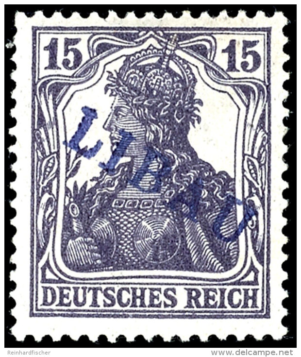 15 Pfg Germania Schwarzviolett Mit Violettblauem Aufdruck "LIBAU" In Type II, Ungebraucht Und Bis Auf Einen... - Sonstige & Ohne Zuordnung