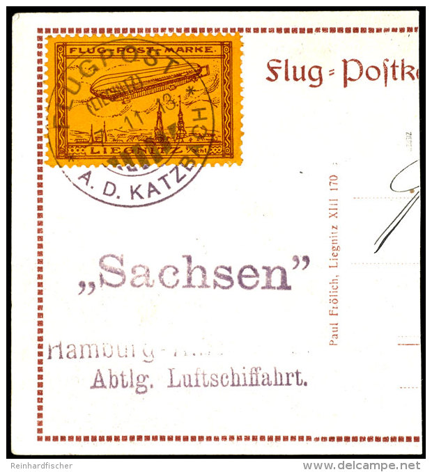 1913, Flugmarke "Zeppelin Sonderfl&uuml;ge Zwischen Liegnitz, Bunzlau, Frankenstain Und Haida", Br&auml;unlichrot... - Luft- Und Zeppelinpost