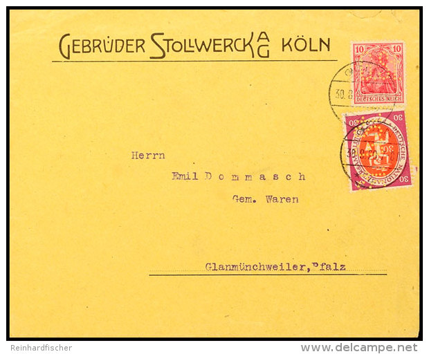 Nahrung Und Genuss, S&Uuml;SSIGKEITEN, Deutsches Reich 1923, Brief Der Firma Gebr&uuml;der Stollwerk A.G. K&ouml;ln... - Sonstige & Ohne Zuordnung