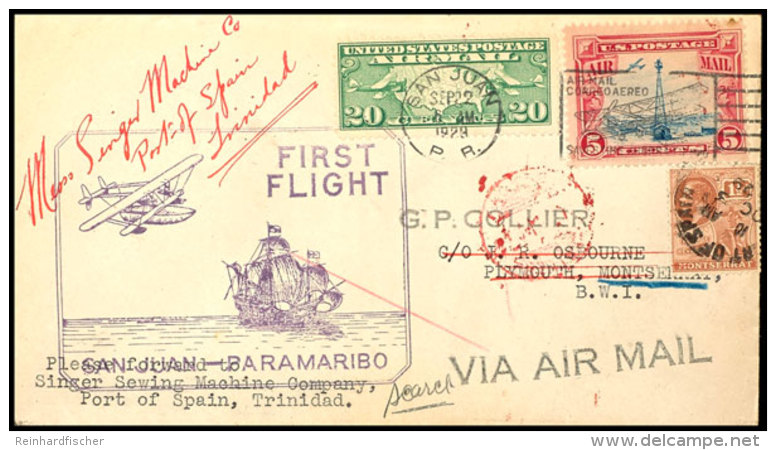 1929, 2.9, Erstflug San Juan - Paramaribo, Brief Mit Entsprechender Frankatur Und Sonder-Cachet Mit Weiterflug Ab... - Sonstige & Ohne Zuordnung