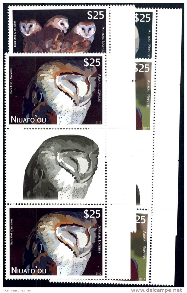 - NIUAFO'OU 2012, "Eulen" Kpl. Als Senkr. Zwischenstegpaare, Mi. 220,-- +, Katalog: 475/78 ZW **- NIUAFO'OU... - Tonga (1970-...)