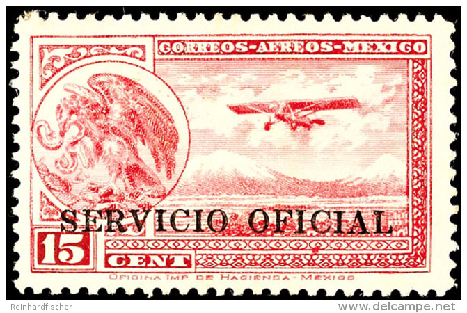 10 Cent Bis 20 Cent "Wappen Und Flugzeug" Mit Aufdruck "Servicio Oficial", Tadellos Ungebraucht, Mi. 320.-,... - Sonstige & Ohne Zuordnung