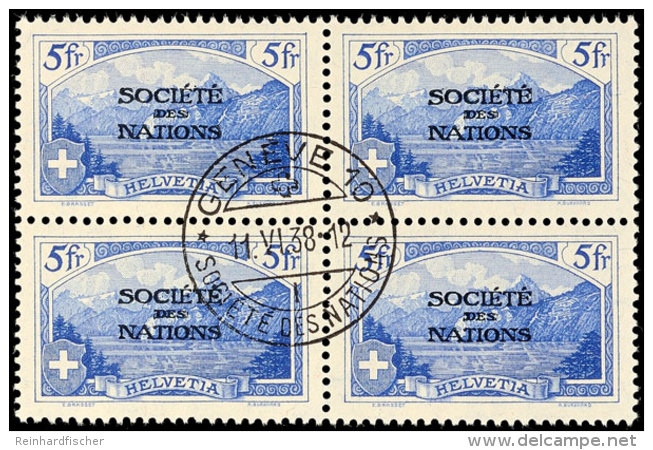 Freimarke 5 Fr Mim Pracht-Viererblock, Stempel Vom 11.6.38, Mi. 260.-, Katalog: 14 OPostal Stamp 5 Fr Mim... - Sonstige & Ohne Zuordnung