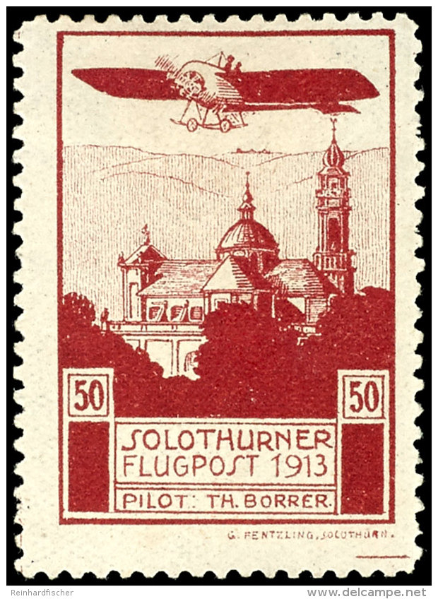 1913, Flugmarke Solothurn, Tadellos Ungebraucht, Mi. 80.-, Katalog: XI *1913, Airmail Stamp Solothurn, In... - Sonstige & Ohne Zuordnung