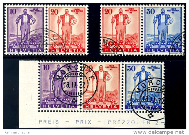 Pro Patria 1936, Alle Drei Zusammendrucke 10/20, 20/30 Und 10/20/30, Sauber Gestempelt (400), Katalog: A294/6... - Other & Unclassified