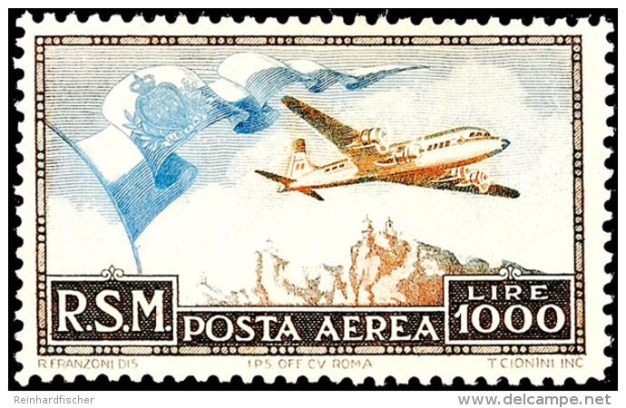 1000 Lire Flugpostmarke, Flugpost-Ausgabe 1951, Tadellos Ungebraucht, Auflage Nur 10.924 Exemplare, Mi. F&uuml;r **... - Sonstige & Ohne Zuordnung