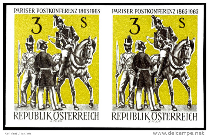 1963, 3 Schilling "100 Jahrestag Der 1. Internationalen Postkonferenz, Paris", Abart "ungez&auml;hnt", Waggerechtes... - Other & Unclassified