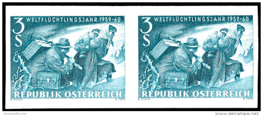 3 Schilling Weltfl&uuml;chtlingsjahr 1959/60, Abart "ungez&auml;hnt", Waagerechtes Paar, Tadellos Postfrisch,... - Sonstige & Ohne Zuordnung