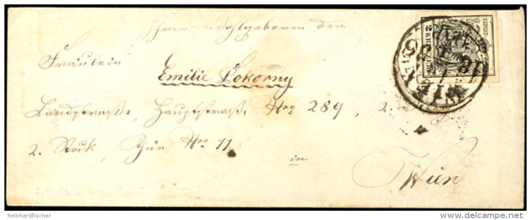 2 Kr. Schwarz, Maschinenpapier, Type III, Einzelfrankatur Auf Ortsbrief (Damenformat), "WIEN 13.1.1856", Katalog:... - Other & Unclassified