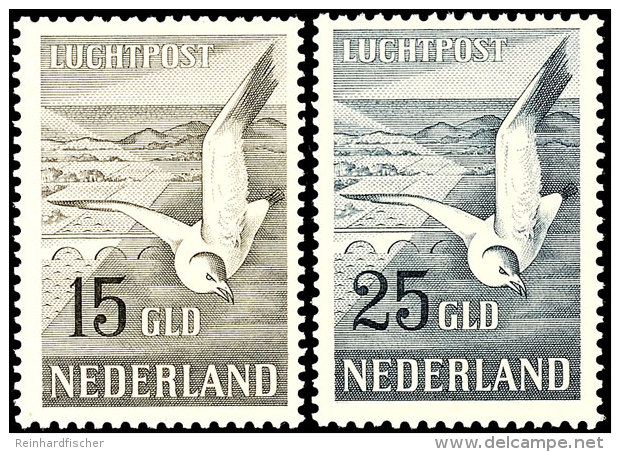 15 Gulden Und 25 Gulden "Silberm&ouml;ve &uuml;ber Landschaft", Flugpostausgabe 1951, Tadellos Postfrisch, Mi.... - Other & Unclassified