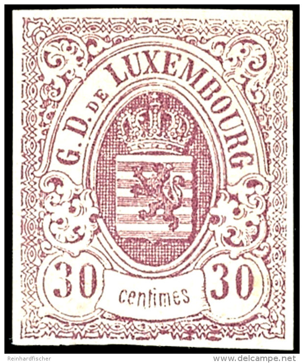 30 C. Rotlila, Voll- Bis Breitrandig, Ungebraucht O.G., Gepr. FSPL., Mi. 360,-, Katalog: 9 (*)30 C. Red Lilac,... - Sonstige & Ohne Zuordnung