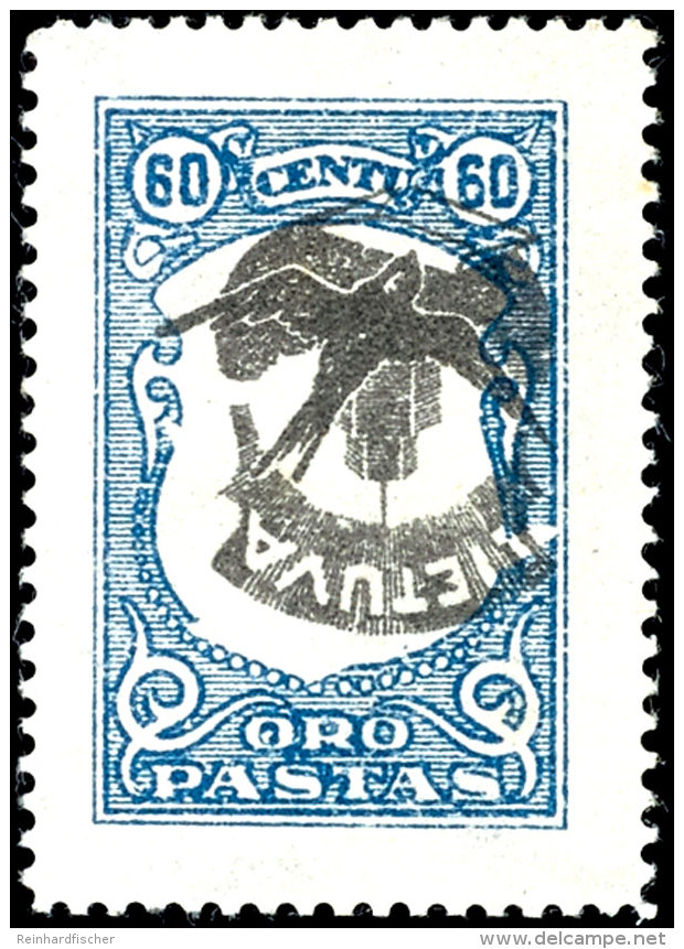 1926, 60 C. "Flugpostmarke", Abart "Mittelst&uuml;ck Kopfstehend", Tadellos Ungebraucht, Fotoattest Wassmann: "Eine... - Lithuania