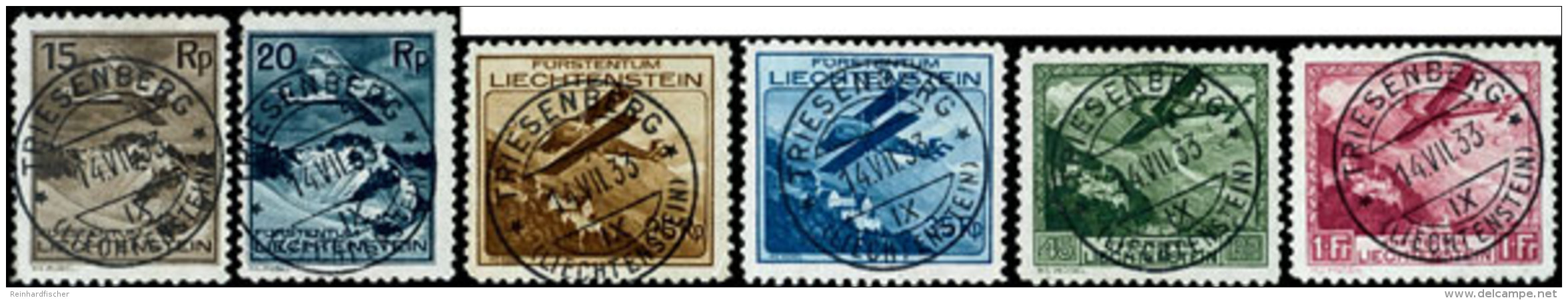 15 Rp. Bis 1 Fr. Flugpostausgabe Von 1930, Kompletter Satz Je Sauber Zentrisch Gestempelt Triesenberg 14.VII.33,... - Other & Unclassified