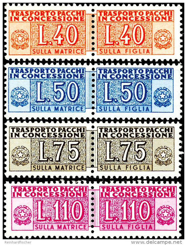 Paketzustellungsmarken, 1953, 40 Lire Bis 110 Lire, Waager. Paare, Tadellos Postfrisch Und Ungefaltet, Mi. 650.- -... - Unclassified