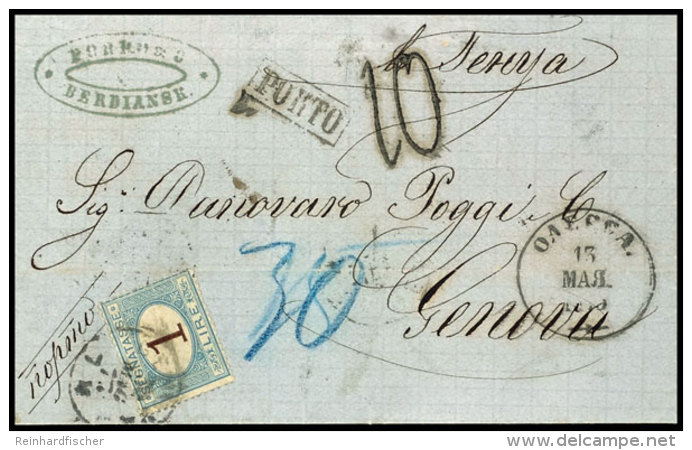 1 Lire Blau Auf Unfrankiertem Brief Von Odessa &uuml;ber Wien Nach Genua, 1873, Katalog: 11 BF1 Liras Blue On... - Ohne Zuordnung