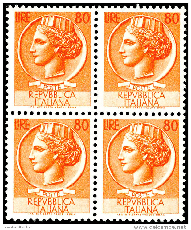 5 - 80 L. Italia Komplett In Postfrischen 4er-Blocks, Mi. 560,-, Katalog: 884/91 **5 - 80 L. Italia Complete In... - Ohne Zuordnung