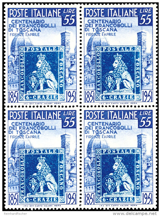 20 Und 55 L. 100 Jahre Briefmarken Der Toskana, Postfrische 4er-Blocks, Mi. 200,-, Katalog: 826/27 **20 And 55... - Unclassified