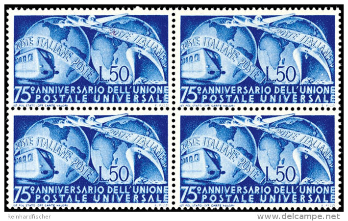 50 L. UPU, Postfrischer 4er-Block, Mi. 320,-, Katalog: 772 **50 L. Universal Postel Union, Unhinged Mint Block... - Ohne Zuordnung