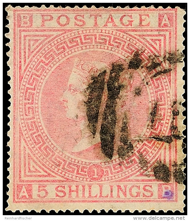 5 Sh. 1867, Platte 1, Wz. Malteserkreuz, Gestempelt, Repariert, Rechts Stempeldurchschlag, R&uuml;cks.... - Sonstige & Ohne Zuordnung