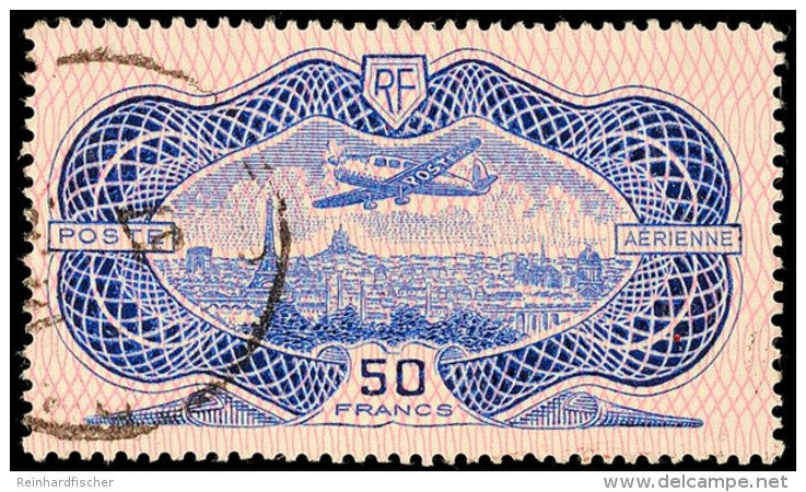 1936, 50 Fr. Flugpostausgabe "Banknote", Sauber Rundgestempeltes Prachtst&uuml;ck, Mi. 300,-, Katalog: 321... - Other & Unclassified