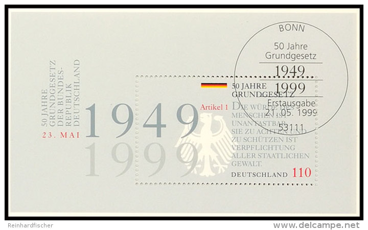 1999, Block-Ausgabe "50 Jahre Grundgesetz", 50 St&uuml;ck Mit ESST BONN, Mi. 200.-, Katalog: Bl.48(50)... - Sonstige & Ohne Zuordnung
